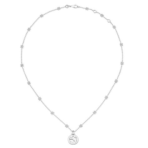 gucci interlocking g sterling silver flower link necklace